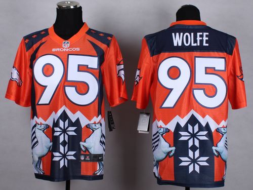 Broncos #95 Derek Wolfe Orange Men's Stitched NFL Elite Noble Fashion Jersey
