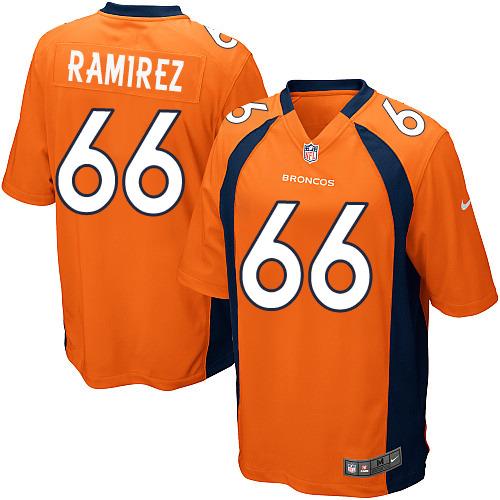 Broncos #66 Manny Ramirez Orange Team Color Men's Stitched NFL Game Jersey