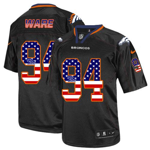 Broncos #94 DeMarcus Ware Black Men's Stitched NFL Elite USA Flag Fashion Jersey