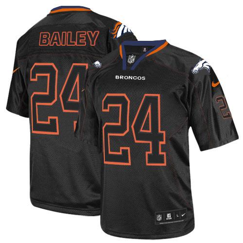 Broncos #24 Champ Bailey Lights Out Black Men's Stitched NFL Elite Jersey