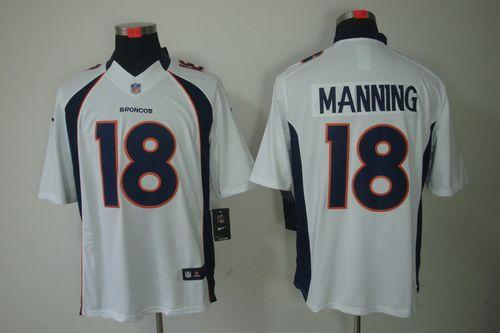 Broncos #18 Peyton Manning White Men's Stitched NFL Limited Jersey