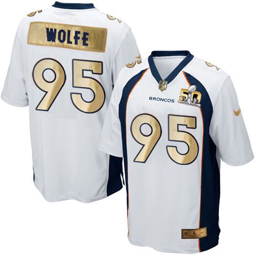 Broncos #95 Derek Wolfe White Men's Stitched NFL Game Super Bowl 50 Collection Jersey