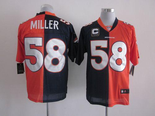 Broncos #58 Von Miller Orange/Navy Blue Men's Stitched NFL Elite Split Jersey