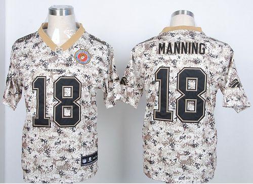Broncos #18 Peyton Manning Camo USMC Men's Stitched NFL Elite Jersey