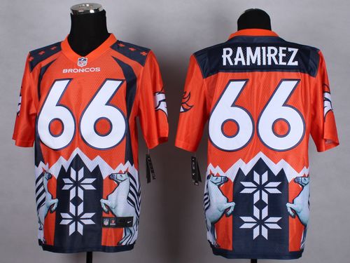 Broncos #66 Manny Ramirez Orange Men's Stitched NFL Elite Noble Fashion Jersey