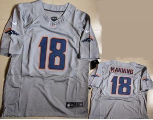 Broncos #18 Peyton Manning New Grey Shadow Men's Stitched NFL Elite Jersey