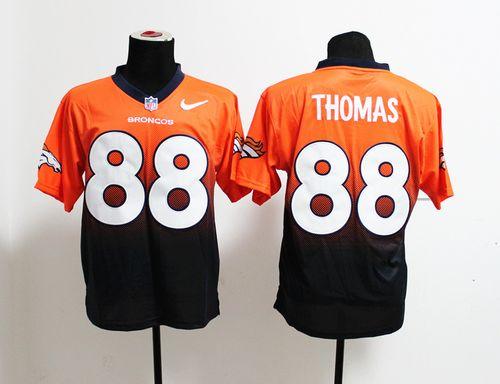 Broncos #88 Demaryius Thomas Orange/Navy Blue Men's Stitched NFL Elite Fadeaway Fashion Jersey