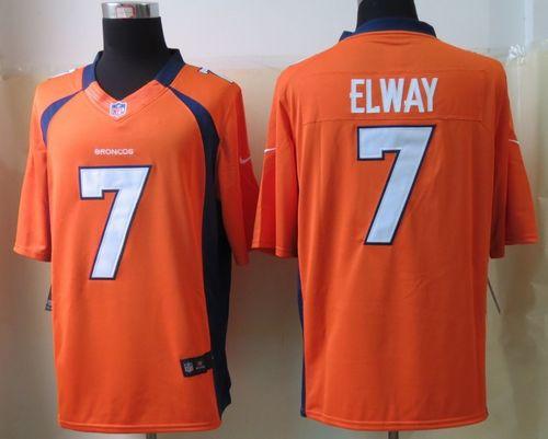 Broncos #7 John Elway Orange Team Color Men's Stitched NFL Limited Jersey