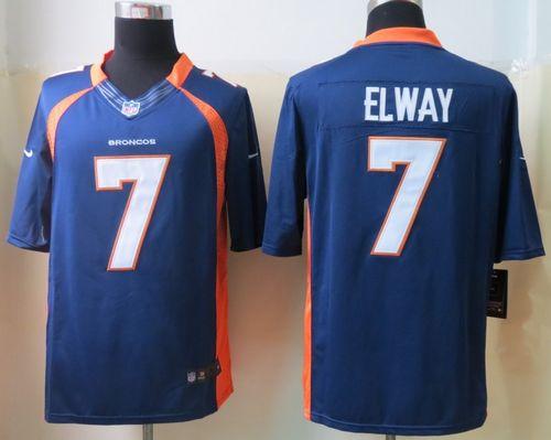 Broncos #7 John Elway Navy Blue Alternate Men's Stitched NFL Limited Jersey