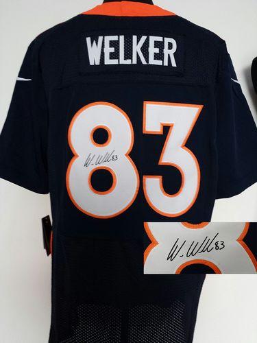 Broncos #83 Wes Welker Navy Blue Alternate Men's Stitched NFL Elite Autographed Jersey