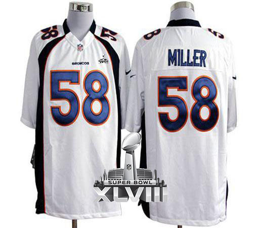 Broncos #58 Von Miller White Super Bowl XLVIII Men's Stitched NFL Game Jersey