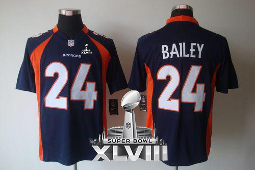 Broncos #24 Champ Bailey Navy Blue Alternate Super Bowl XLVIII Men's Stitched NFL Game Jersey