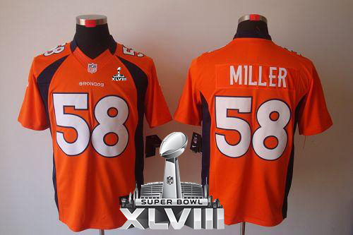 Broncos #58 Von Miller Orange Team Color Super Bowl XLVIII Men's Stitched NFL Limited Jersey
