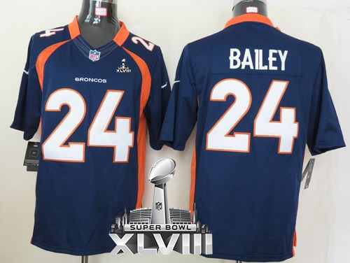 Broncos #24 Champ Bailey Navy Blue Alternate Super Bowl XLVIII Men's Stitched NFL Limited Jersey