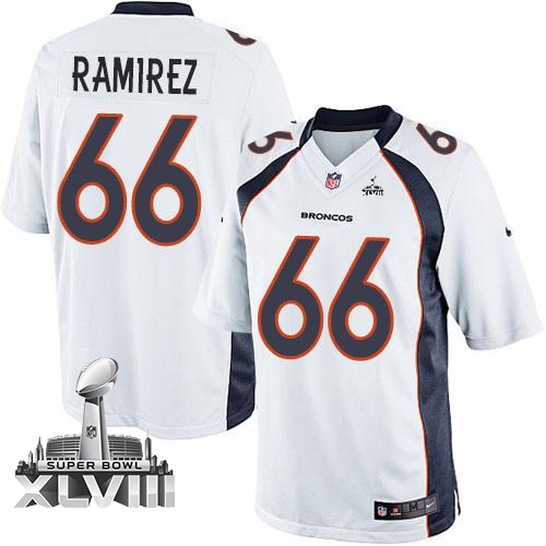 Broncos #66 Manny Ramirez White Super Bowl XLVIII Men's Stitched NFL Limited Jersey