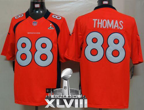Broncos #88 Demaryius Thomas Orange Team Color Super Bowl XLVIII Men's Stitched NFL Limited Jersey