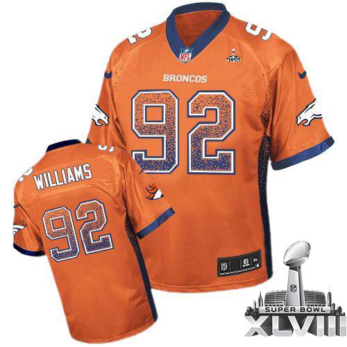 Broncos #92 Sylvester Williams Orange Team Color Super Bowl XLVIII Men's Stitched NFL Elite Drift Fashion Jersey