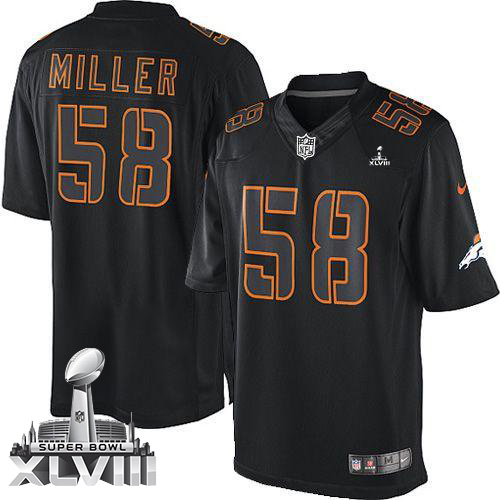 Broncos #58 Von Miller Black Super Bowl XLVIII Men's Stitched NFL Impact Limited Jersey