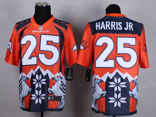 Broncos #25 Chris Harris Jr Orange Men's Stitched NFL Elite Noble Fashion Jersey