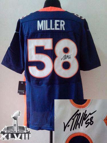 Broncos #58 Von Miller Navy Blue Alternate Super Bowl XLVIII Men's Stitched NFL Elite Autographed Jersey