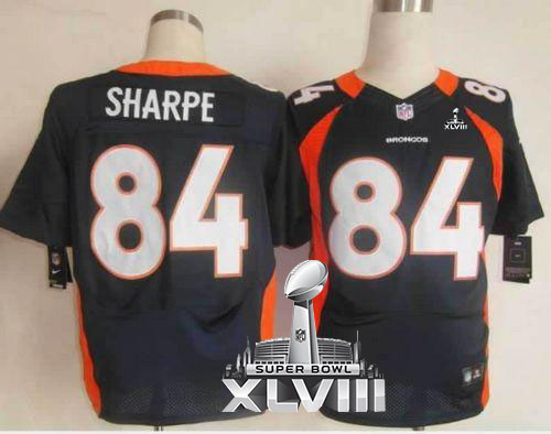 Broncos #84 Shannon Sharpe Navy Blue Alternate Super Bowl XLVIII Men's Stitched NFL Elite Jersey