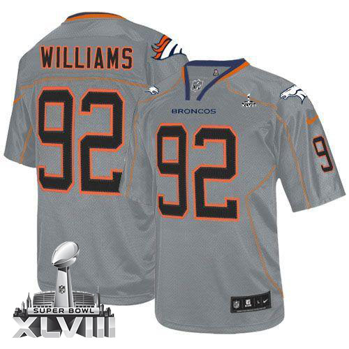 Broncos #92 Sylvester Williams Lights Out Grey Super Bowl XLVIII Men's Stitched NFL Elite Jersey