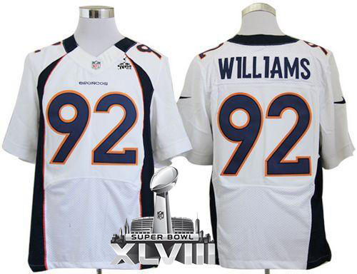 Broncos #92 Sylvester Williams White Super Bowl XLVIII Men's Stitched NFL Elite Jersey