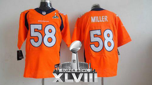 Broncos #58 Von Miller Orange Team Color Super Bowl XLVIII Men's Stitched NFL New Elite Jersey