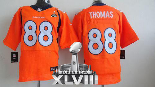 Broncos #88 Demaryius Thomas Orange Team Color Super Bowl XLVIII Men's Stitched NFL New Elite Jersey