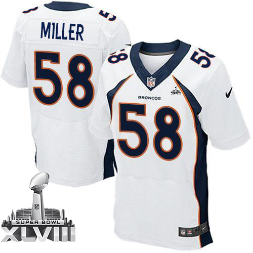 Broncos #58 Von Miller White Super Bowl XLVIII Men's Stitched NFL New Elite Jersey