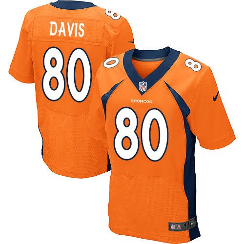 Broncos #80 Vernon Davis Orange Team Color Men's Stitched NFL New Elite Jersey