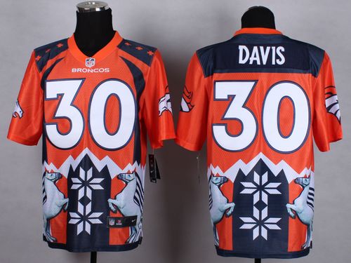 Broncos #30 Terrell Davis Orange Men's Stitched NFL Elite Noble Fashion Jersey