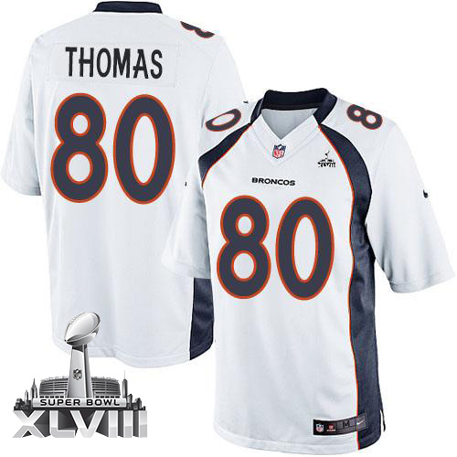 Broncos #80 Julius Thomas White Super Bowl XLVIII Men's Stitched NFL Limited Jersey