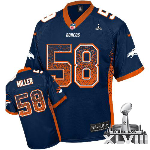 Broncos #58 Von Miller Navy Blue Alternate Super Bowl XLVIII Men's Stitched NFL Elite Drift Fashion Jersey