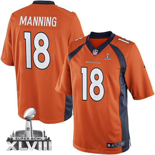 Broncos #18 Peyton Manning Orange Team Color Super Bowl XLVIII Men's Stitched NFL New Limited Jersey