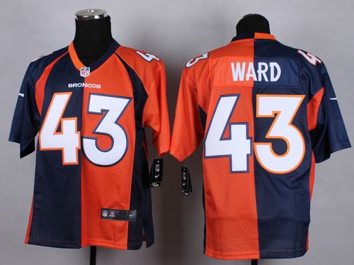 Broncos #43 T.J. Ward Orange/Navy Blue Men's Stitched NFL Elite Split Jersey