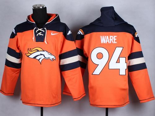 Broncos #94 DeMarcus Ware Orange Player Pullover NFL Hoodie