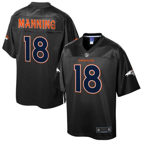 Broncos #18 Peyton Manning Black Men's NFL Pro Line Black Reverse Fashion Game Jersey