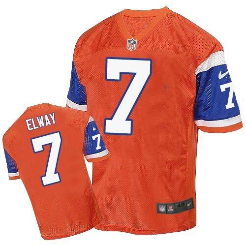 Broncos #7 John Elway Orange Throwback Men's Stitched NFL Elite Jersey