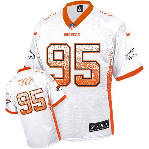Broncos #95 Derek Wolfe White Men's Stitched NFL Elite Drift Fashion Jersey