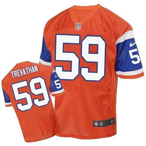 Broncos #59 Danny Trevathan Orange Throwback Men's Stitched NFL Elite Jersey