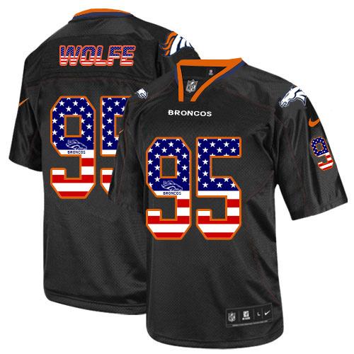 Broncos #95 Derek Wolfe Black Men's Stitched NFL Elite USA Flag Fashion Jersey