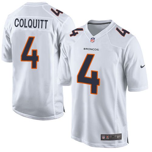 Broncos #4 Britton Colquitt White Men's Stitched NFL Game Event Jersey