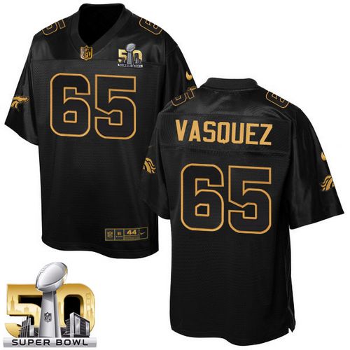 Broncos #65 Louis Vasquez Black Super Bowl 50 Men's Stitched NFL Elite Pro Line Gold Collection Jersey