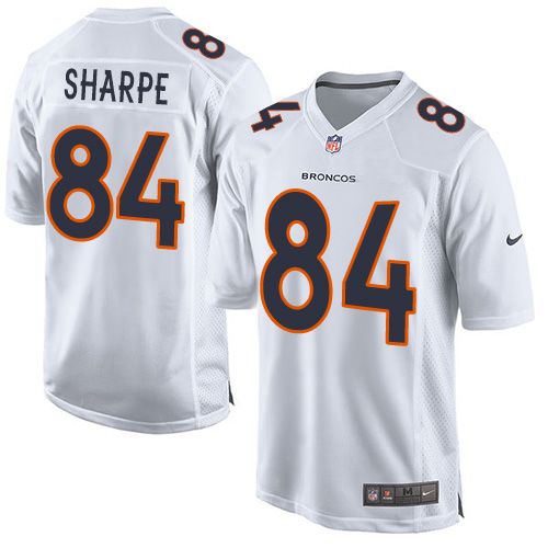 Broncos #84 Shannon Sharpe White Men's Stitched NFL Game Event Jersey