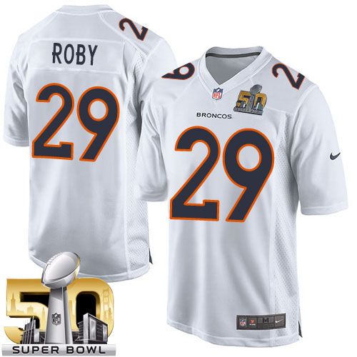 Broncos #29 Bradley Roby White Super Bowl 50 Men's Stitched NFL Game Event Jersey