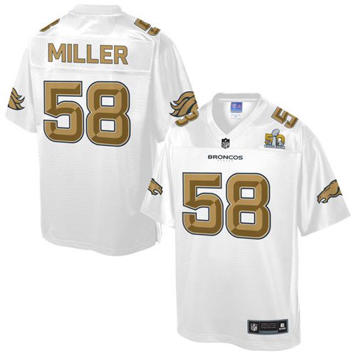 Broncos #58 Von Miller White Men's NFL Pro Line Super Bowl 50 Fashion Game Jersey