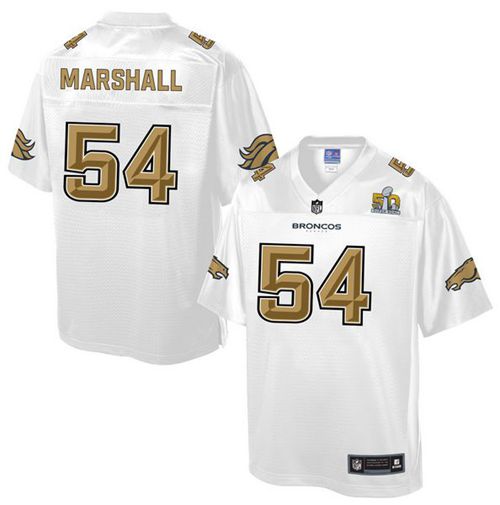 Broncos #54 Brandon Marshall White Men's NFL Pro Line Super Bowl 50 Fashion Game Jersey