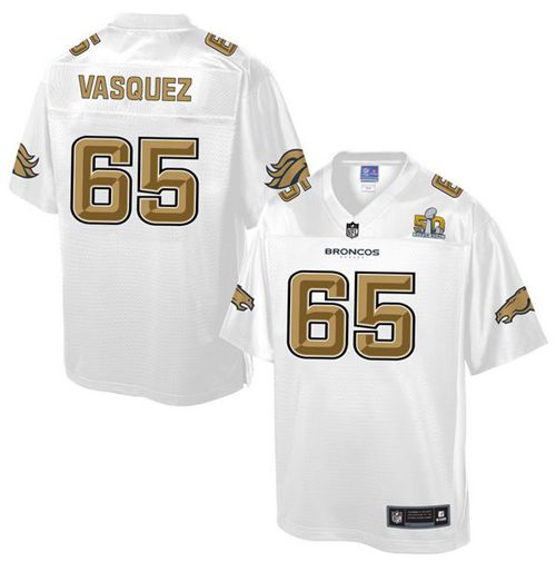 Broncos #65 Louis Vasquez White Men's NFL Pro Line Super Bowl 50 Fashion Game Jersey
