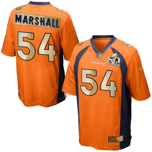 Broncos #54 Brandon Marshall Orange Team Color Men's Stitched NFL Game Super Bowl 50 Collection Jersey